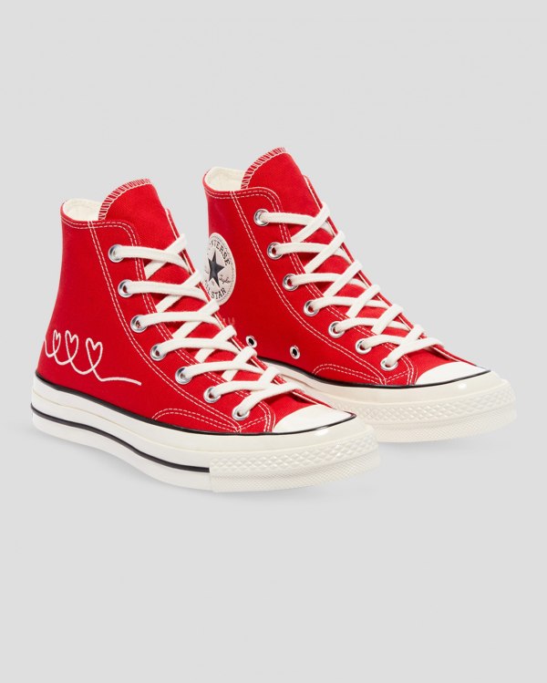 Converse Chuck 70 Love Thread Rød Sko Danmark - Converse Høje Sneakers Herre - 76058CJRG